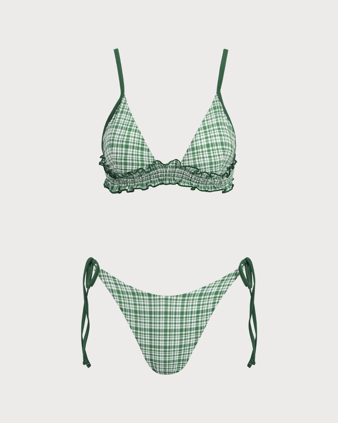 Clara & Sophia | Plaid Drawstring Bikini Set for Women in Green