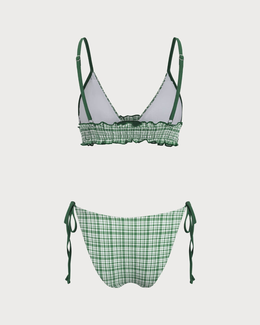 Clara & Sophia | Plaid Drawstring Bikini Set for Women in Green