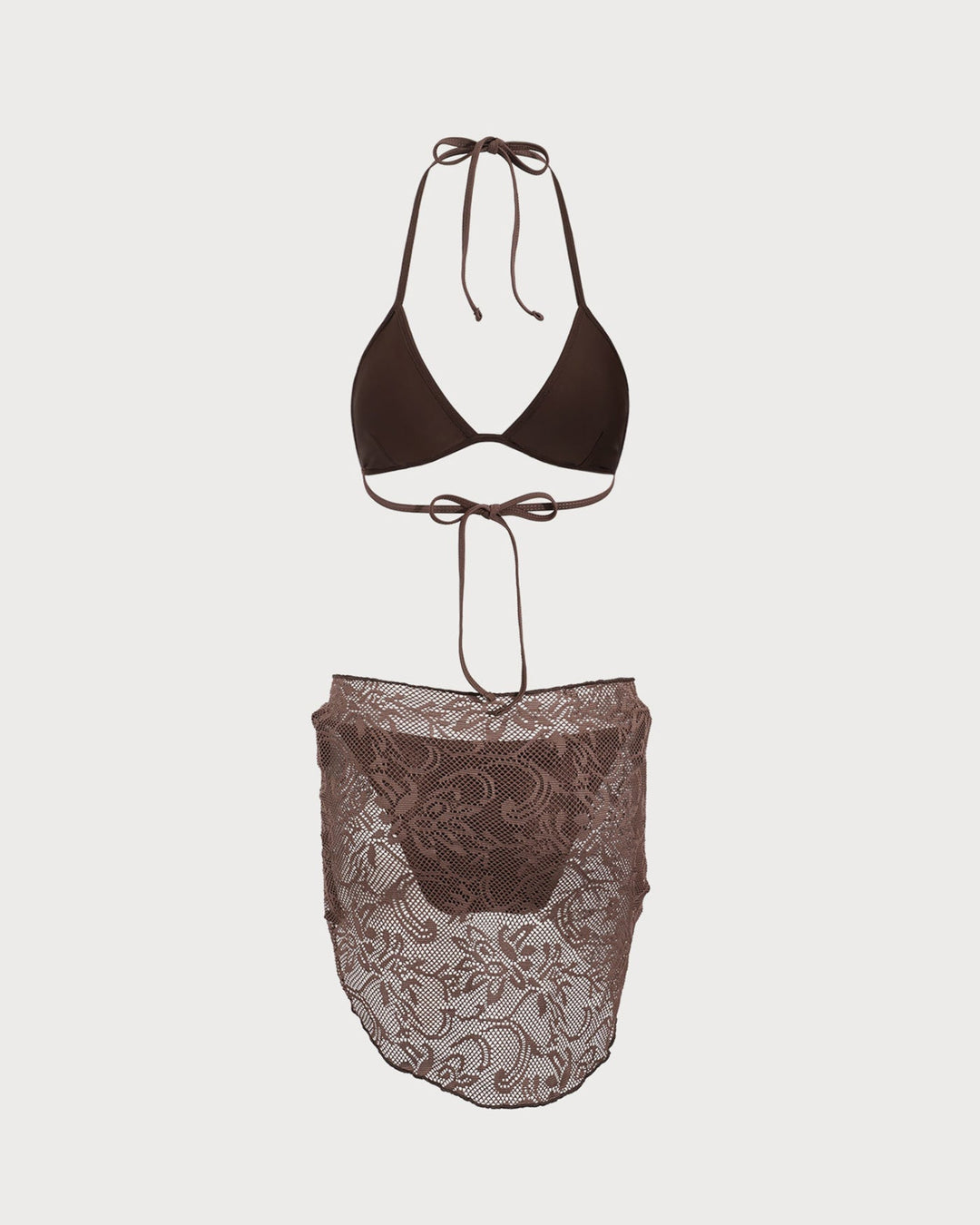 Clara & Sophia | Textured Halter Bikini Suit for Women in Brown