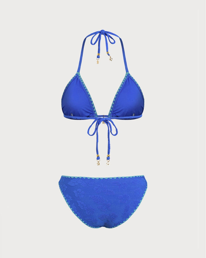Clara & Sophia | Halter Bikini Set for Women in Blue with Contrasting Details