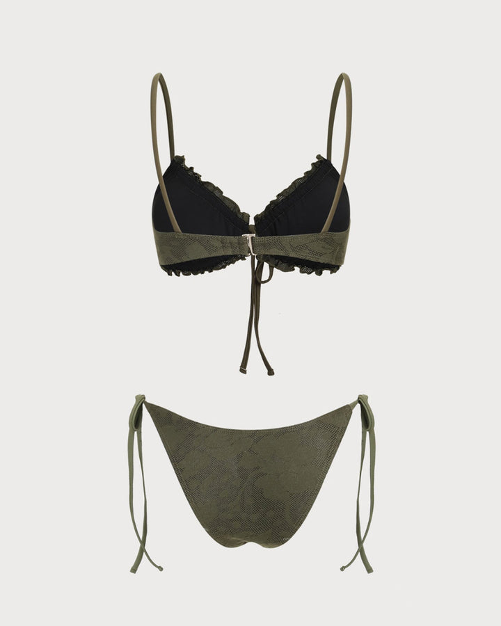 Clara & Sophia | Jacquard Bikini Set for Women in Army Green