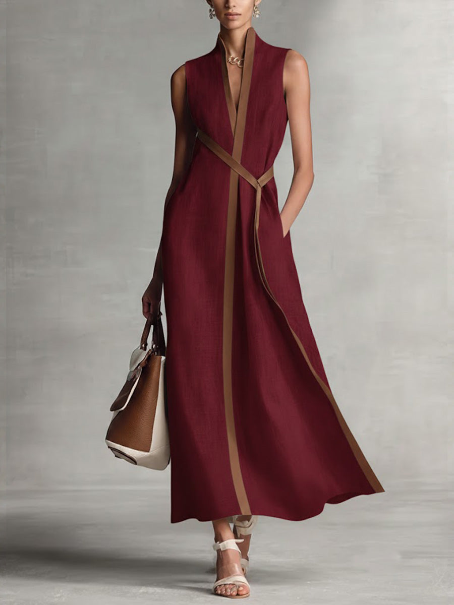 Rysella - Refined Linen-Blend Wrap Maxi Dress