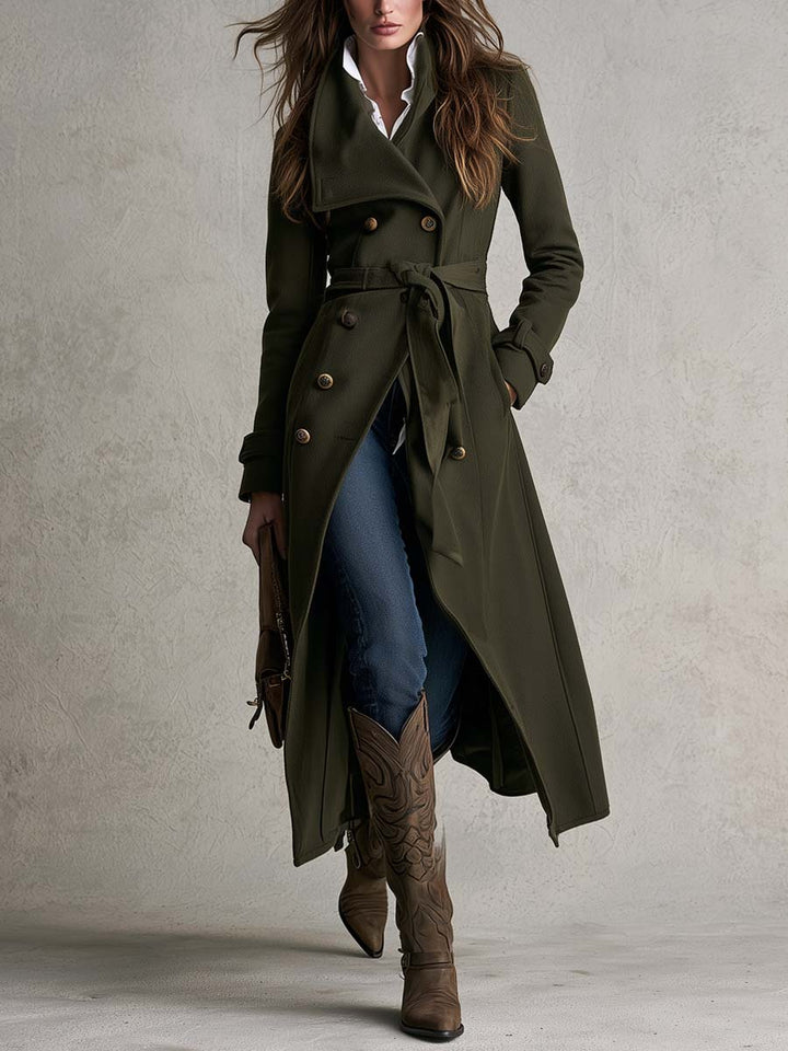 Vintage Double-breasted Wool-blend Trench Coat