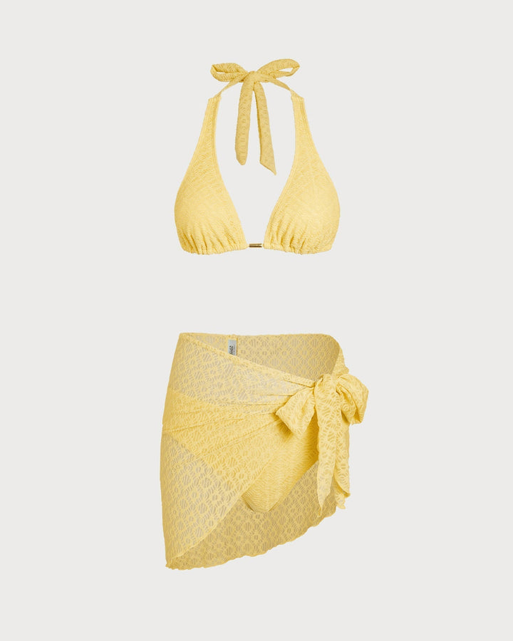 Clara & Sophia | Jacquard Textured Bikini Set for Women in Yellow