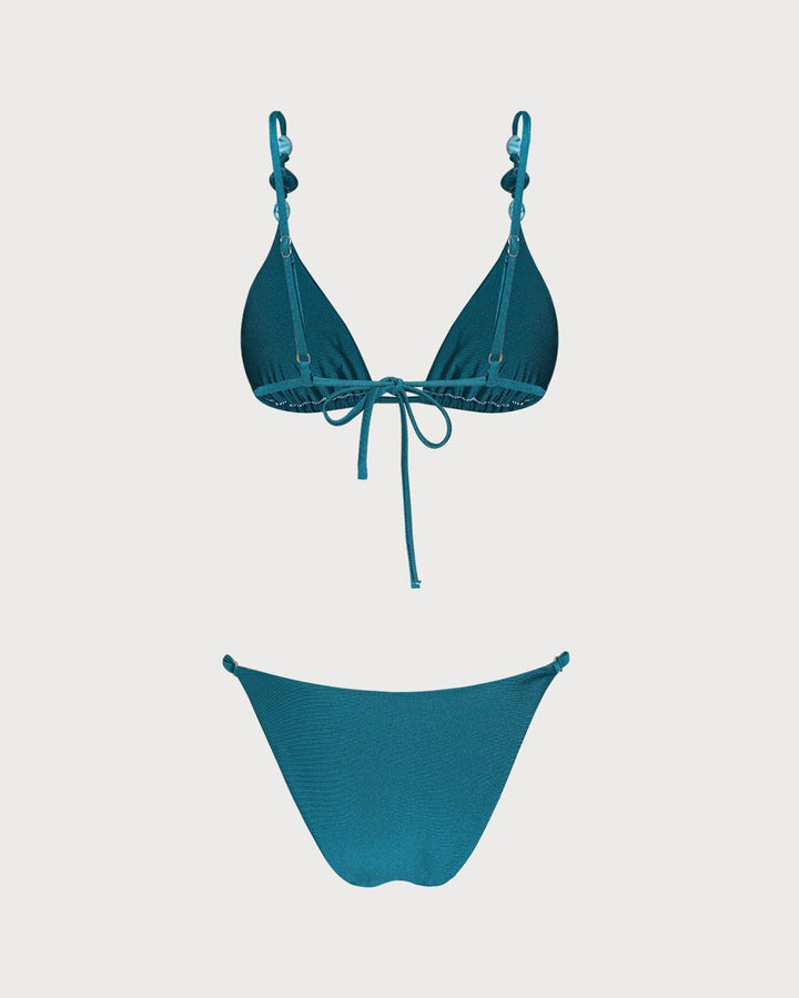 Clara & Sophia | Ruched Triangle Bikini Set for Women in Turquoise