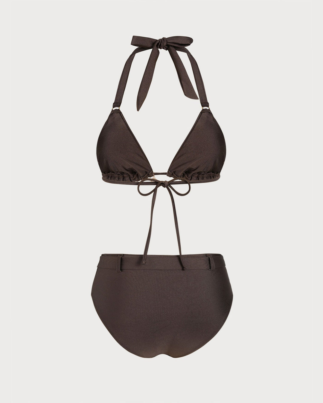 Clara & Sophia | Brown Halter Triangle Bikini Set