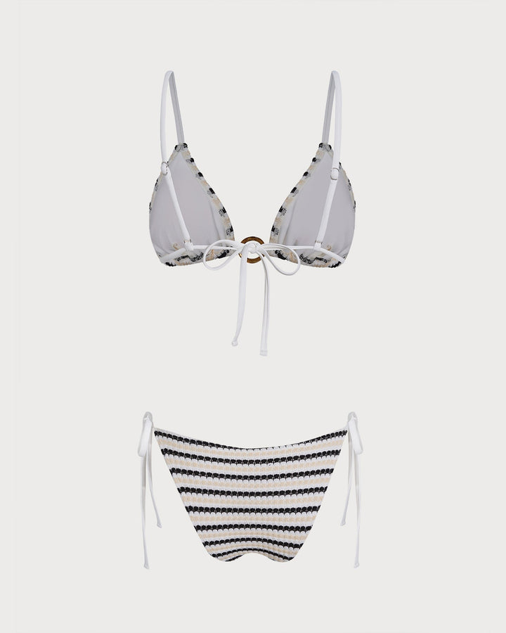Clara & Sophia | V Neck Triangle Bikini Set for Women in O-Ring Design