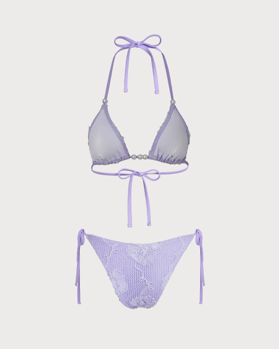 Clara & Sophia | Jacquard Halter Bikini Set for Women in Purple