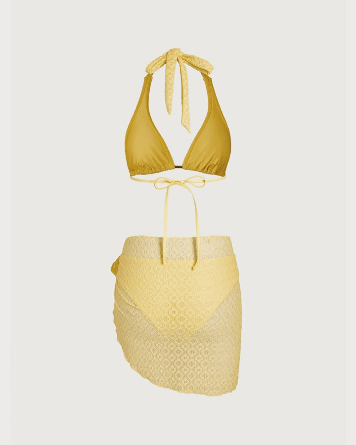 Clara & Sophia | Jacquard Textured Bikini Set for Women in Yellow