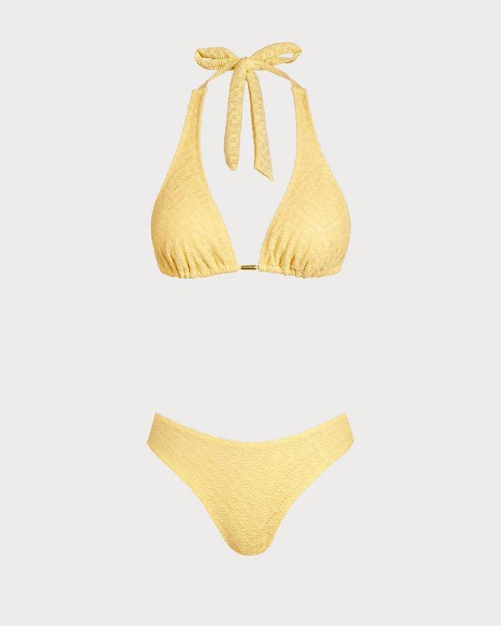 Clara & Sophia | Jacquard Textured Bikini Set for Women in Yellow