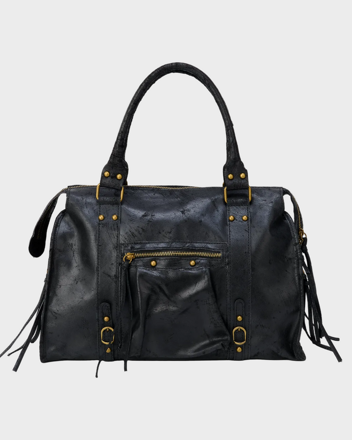 Structured Black Tote with Inner Phone Pocket