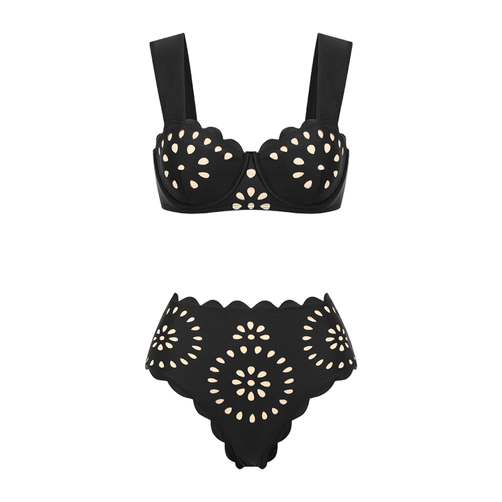 Underwire Black CutoutSwimsuit Set(s)