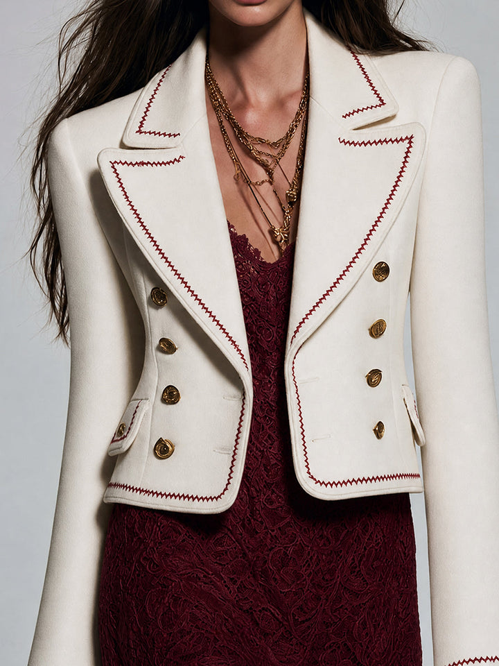 Boho Embroidered Cropped Blazer Jacket