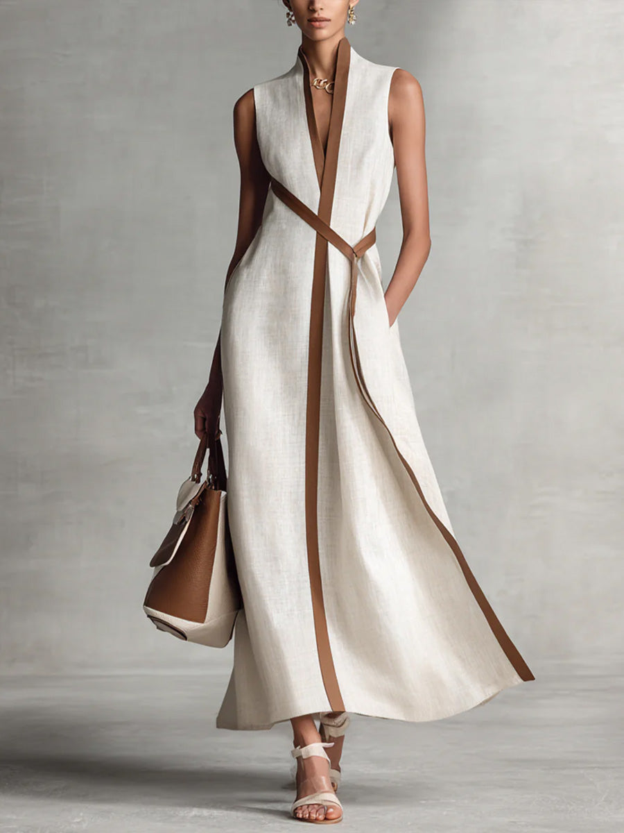 Rysella - Refined Linen-Blend Wrap Maxi Dress