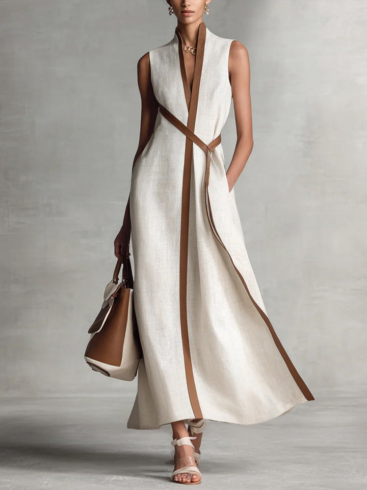 Rysella - Refined Linen-Blend Wrap Maxi Dress