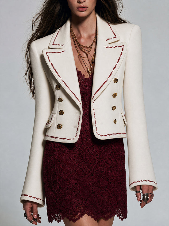 Boho Embroidered Cropped Blazer Jacket