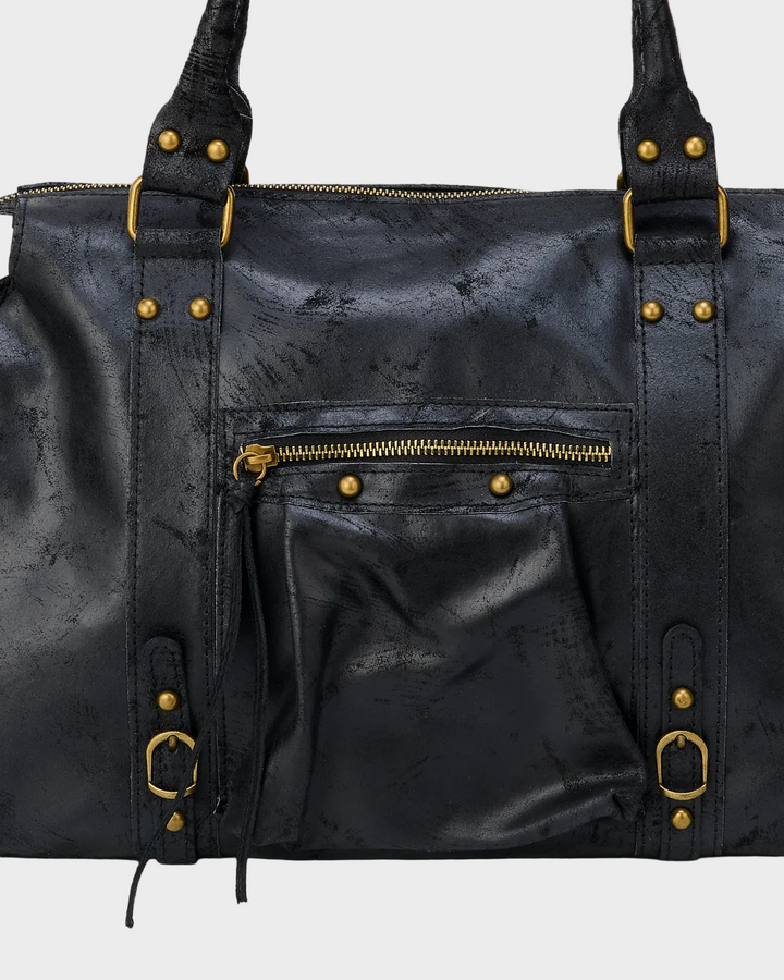 Structured Black Tote with Inner Phone Pocket
