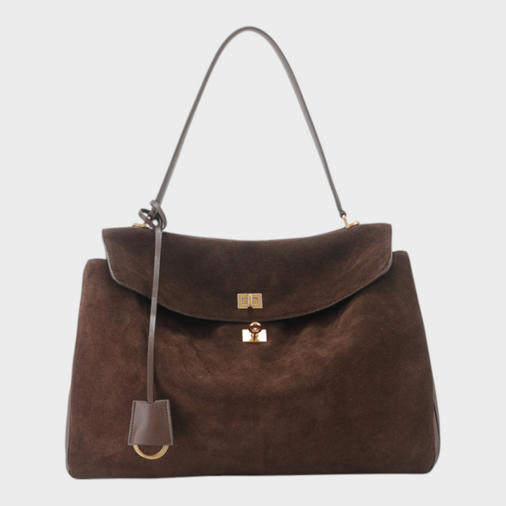 Soft Leather Handbag with Top Handle and Shoulder Strap