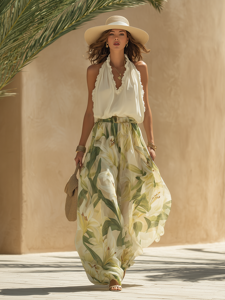 Lysandra™ | Elegant Fluid Set with Floral Print