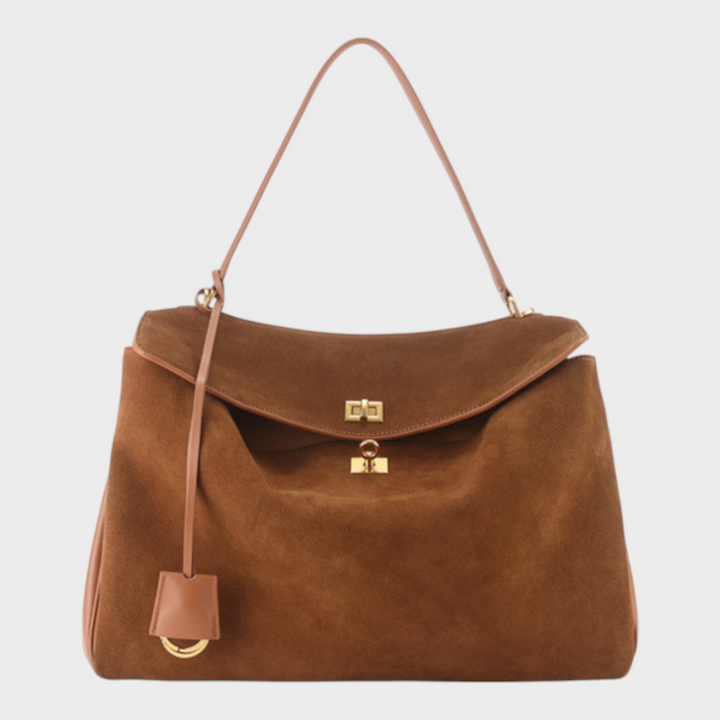 Soft Leather Handbag with Top Handle and Shoulder Strap