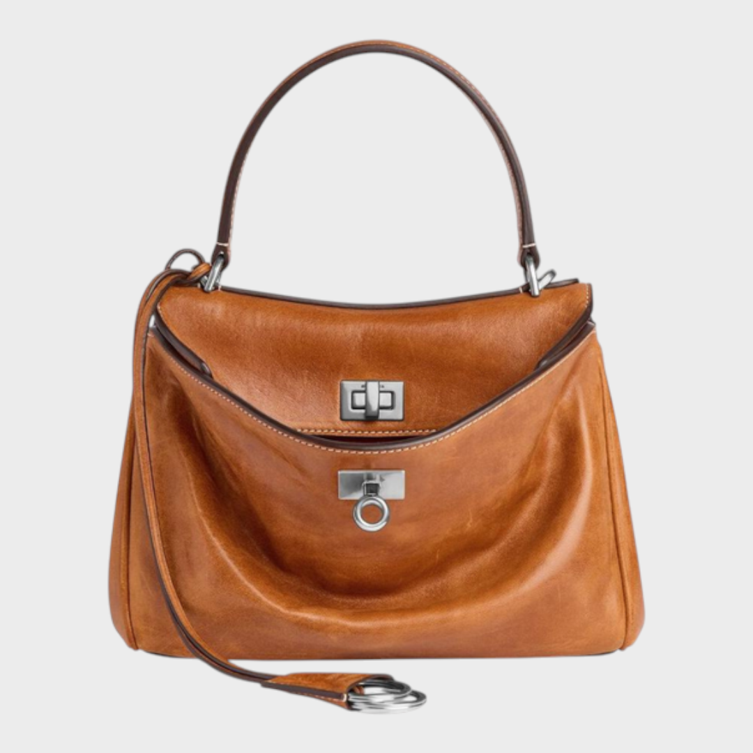 Two-Way Carry Leather Bag in Suede and Smooth Finishes