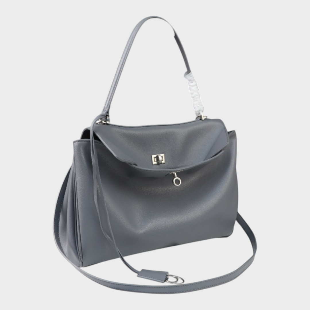 Cowhide Shoulder Bag with Magnetic Flap Closure
