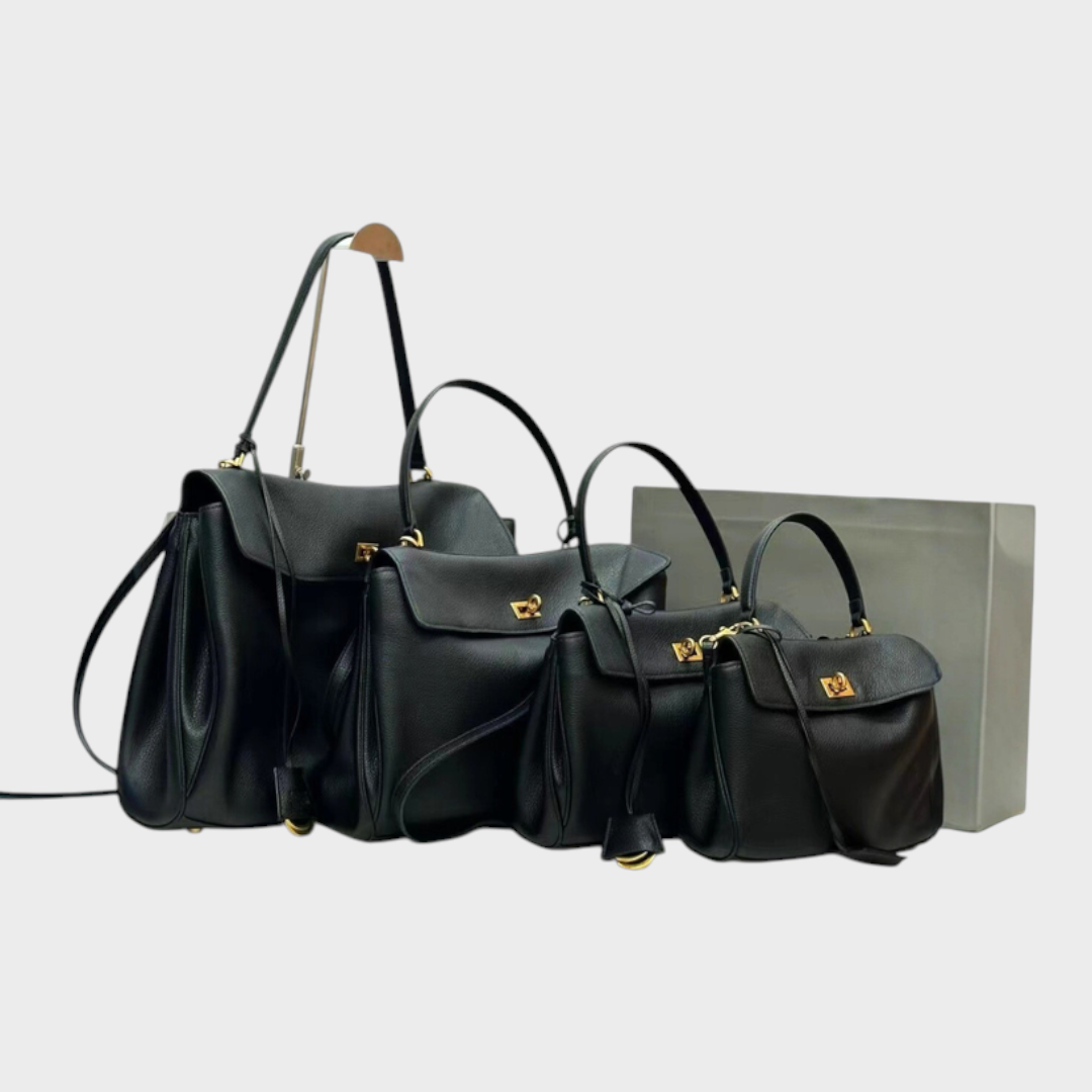 Soft Leather Handbag with Top Handle and Shoulder Strap