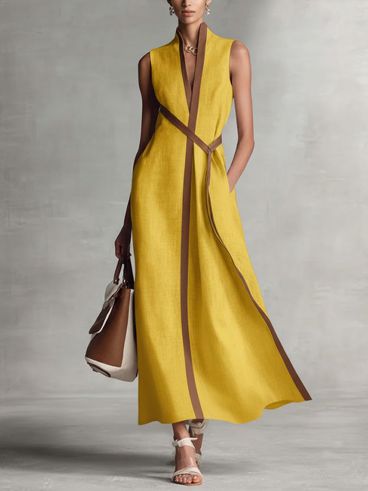 Rysella - Refined Linen-Blend Wrap Maxi Dress