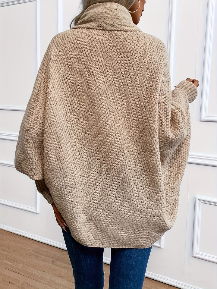Comfortable Waterfall Knit Cardigan for Women with Shawl Collar Dolman Sleeve Oversized Relaxed Style