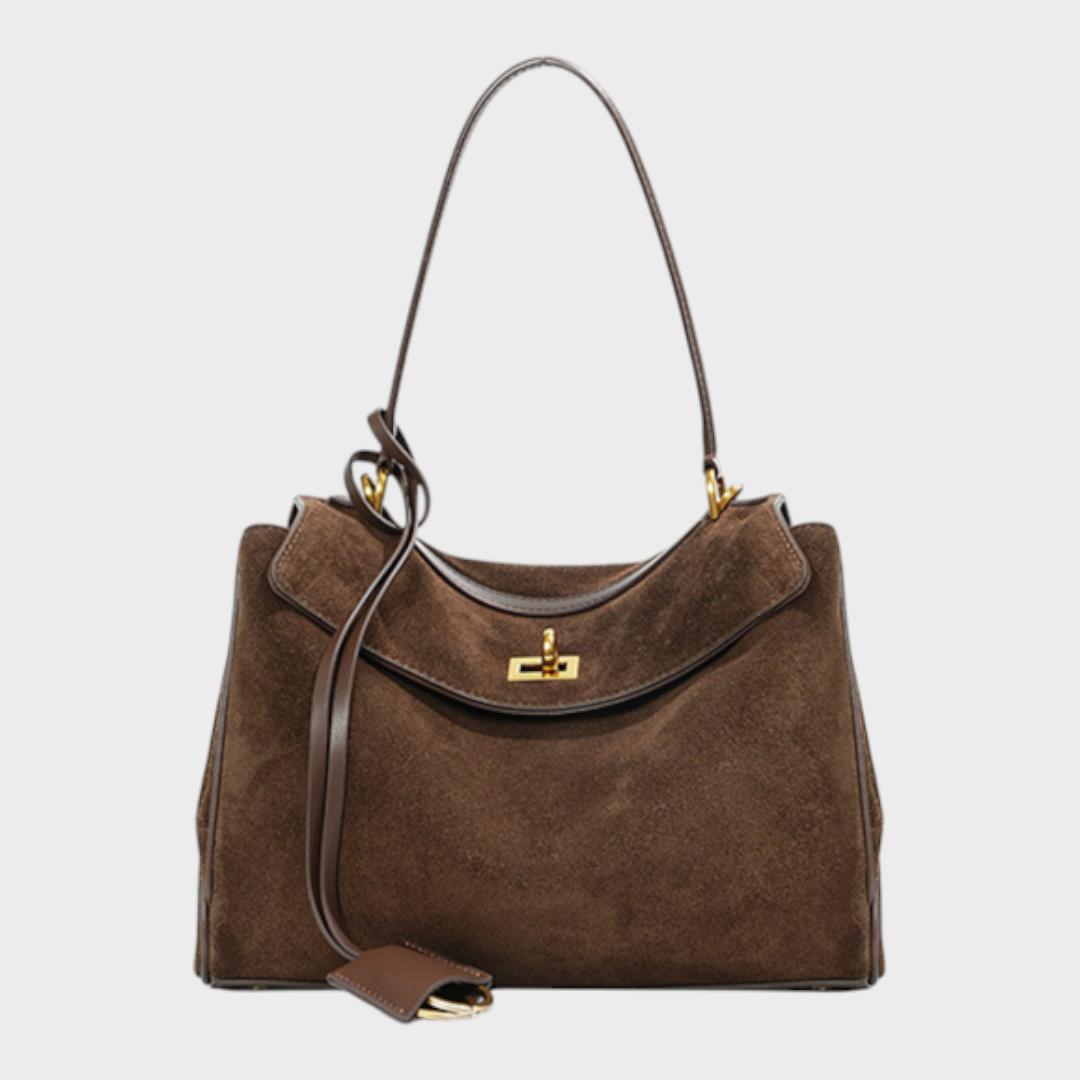 Soft Leather Handbag with Top Handle and Shoulder Strap