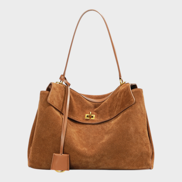 Cowhide Shoulder Bag with Magnetic Flap Closure