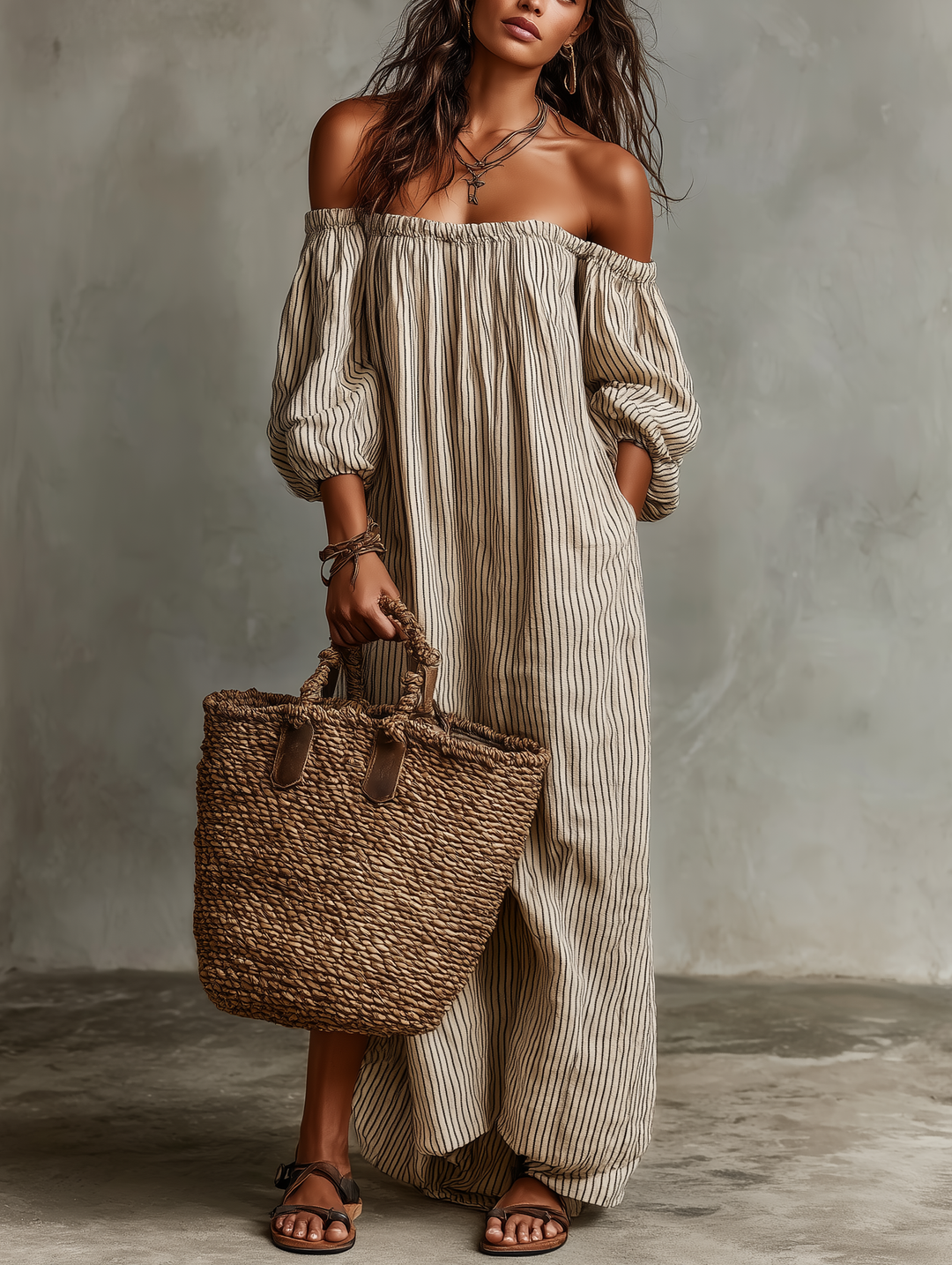 Devra - Breezy Off-Shoulder Maxi Dress
