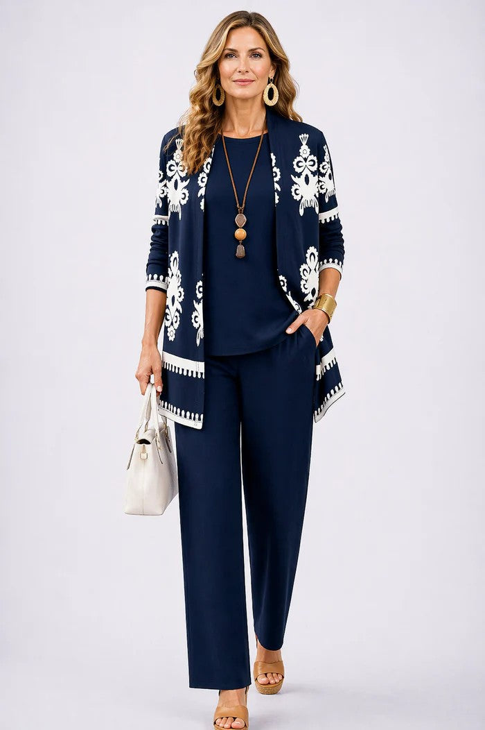 Margaret | Relaxed Cardigan, Top and Trouser Set for Everyday Wear