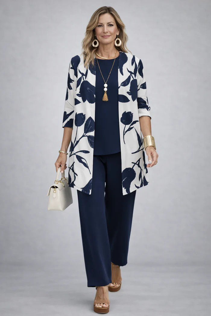 Margaret | Relaxed Cardigan, Top and Trouser Set for Everyday Wear