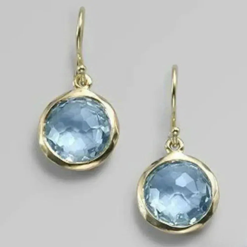 Retro Blue Earrings with Inlay
