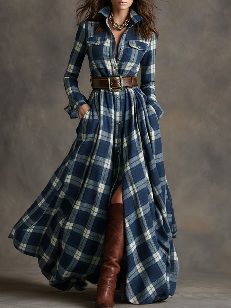 HADLEY – TIMELESS PLAID SHIRT MAXI DRESS