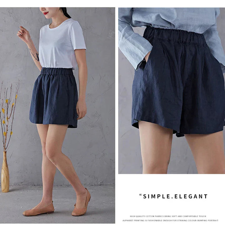 Clara & Sophia | Relaxed Fit Drawstring Linen Shorts