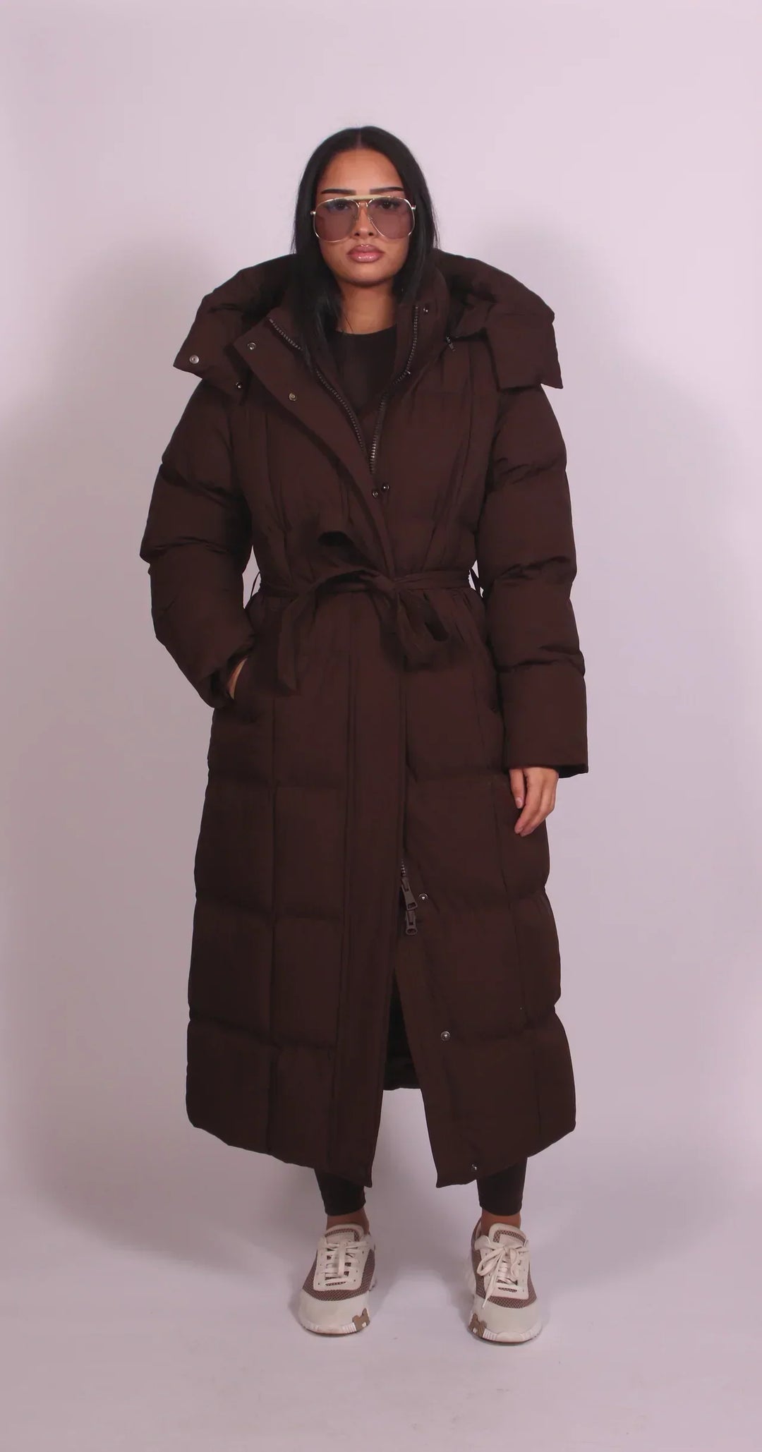 Winter Puffer Jacket with Matching Waist Belt