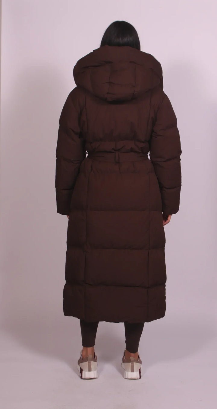 Long Insulated Coat with Waist Definition
