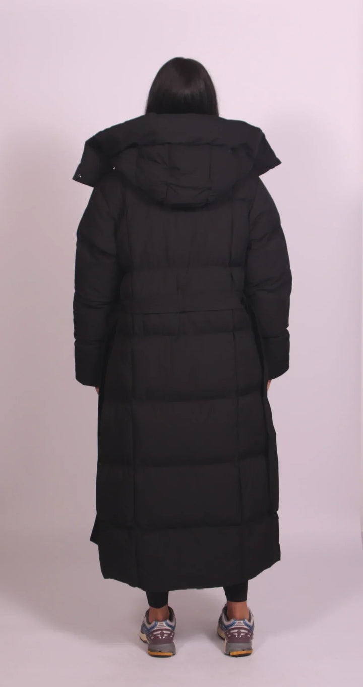 Belted Puffer Coat in a Long Silhouette