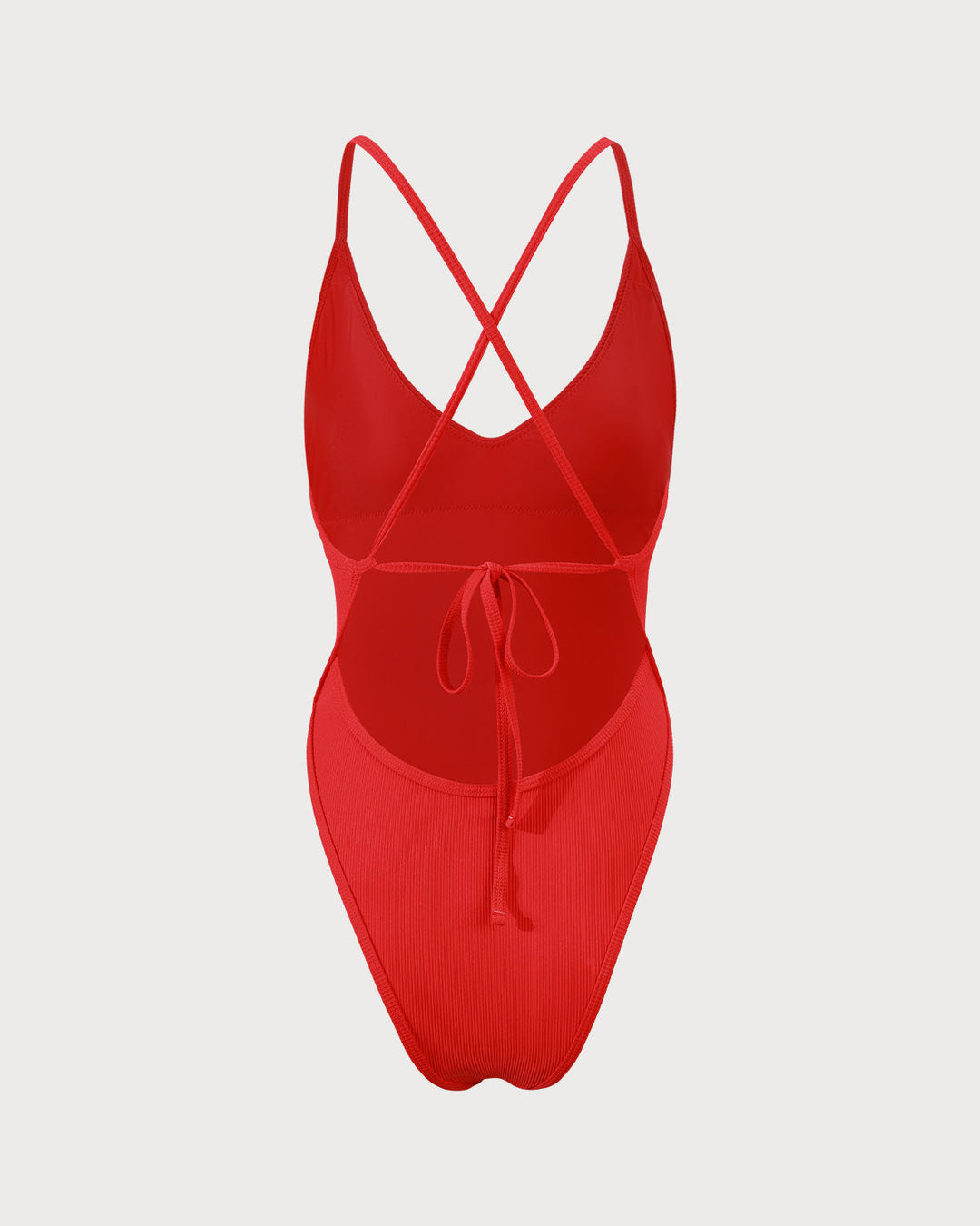 Clara & Sophia | Ribbed Cross Back One Piece Swimwear for Women in Red
