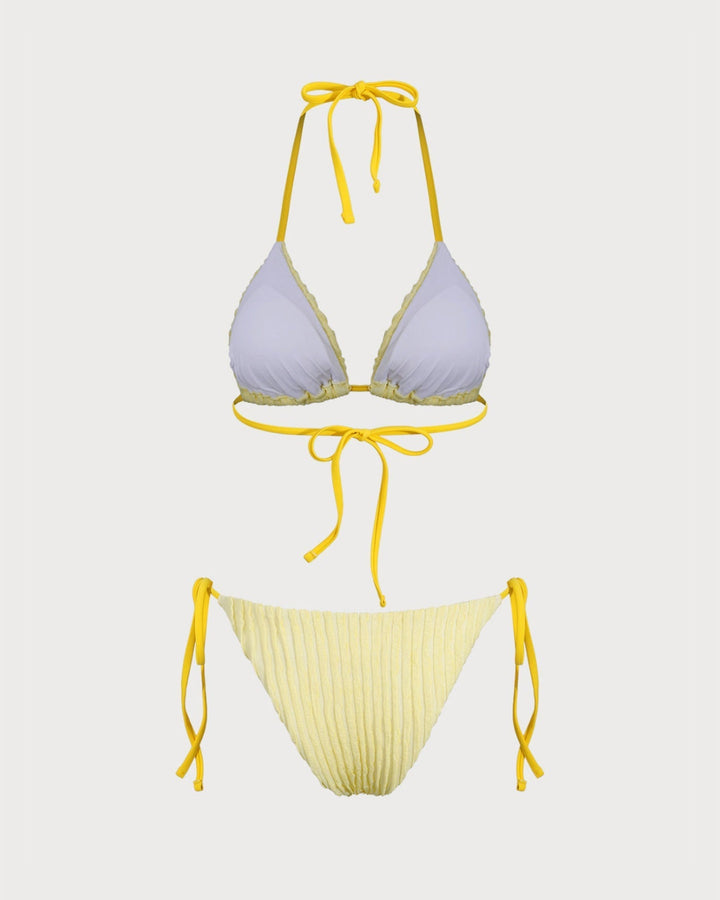 Clara & Sophia | Halter Triangle Bikini Set for Women in Yellow
