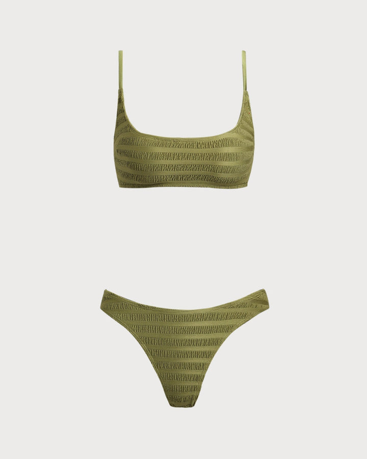 Clara & Sophia | Ruffle Bikini Set for Women in Army Green