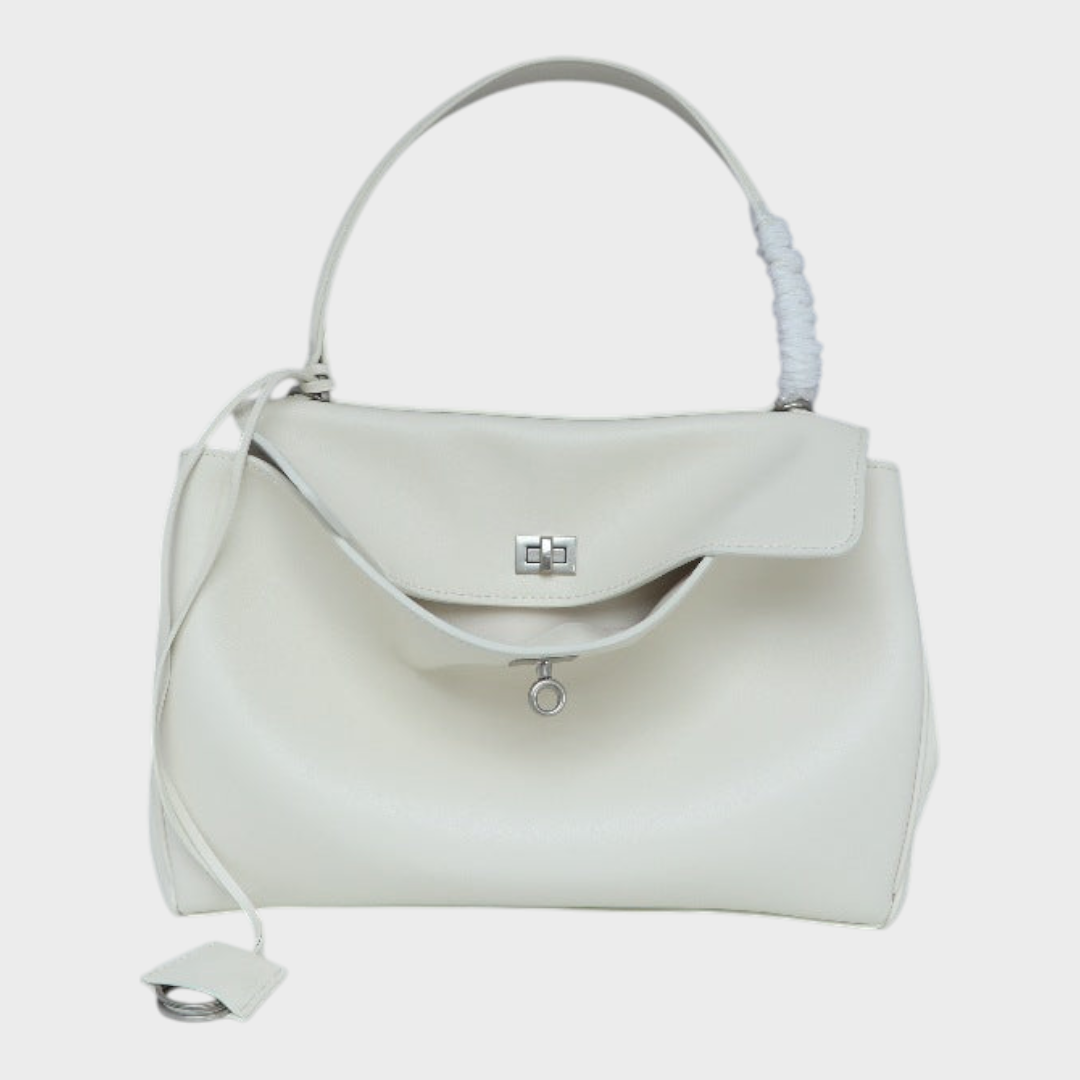 Cowhide Shoulder Bag with Magnetic Flap Closure