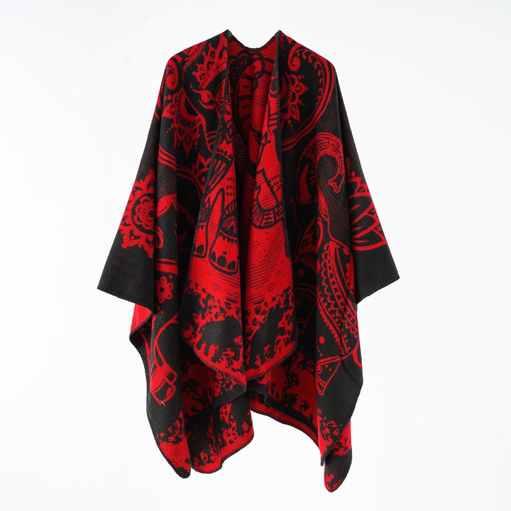 Effortless Paisley Poncho for Women with Open Front Kimono Sleeve Asymmetrical Hem Bohemian Style