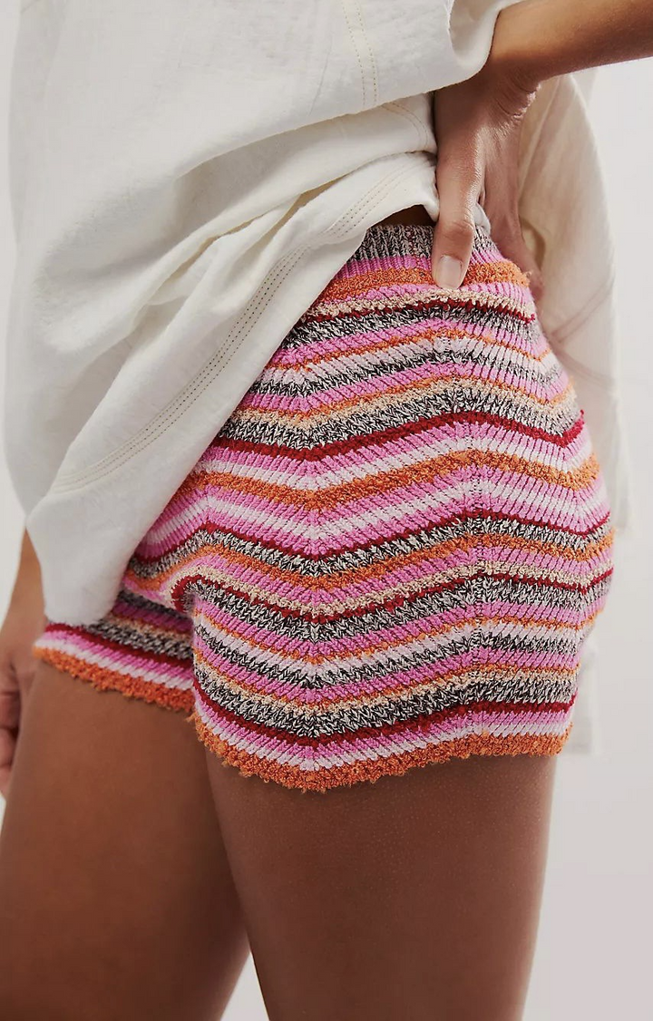 Clara & Sophia | Striped Knit Cotton Shorts