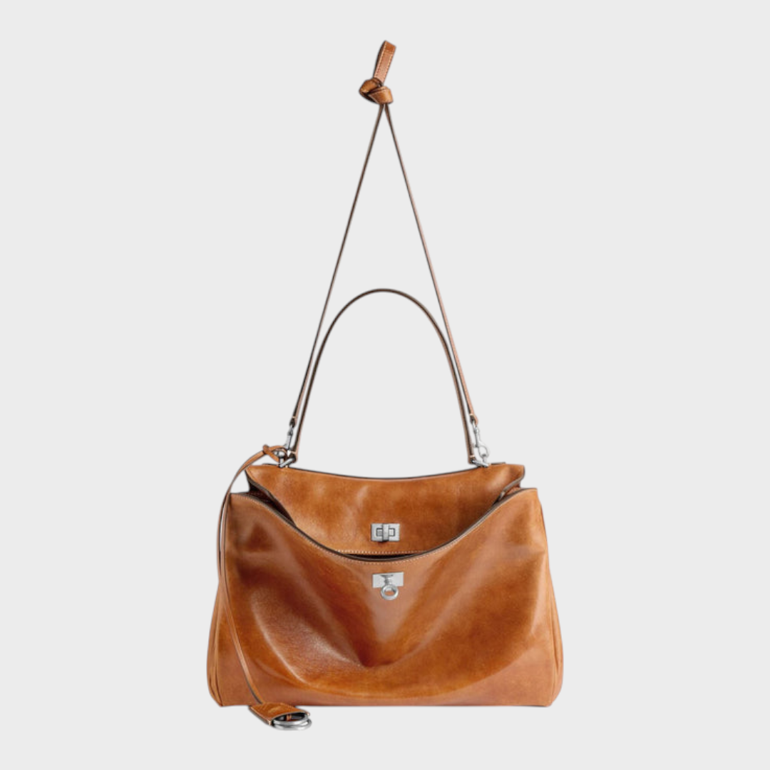 Two-Way Carry Leather Bag in Suede and Smooth Finishes