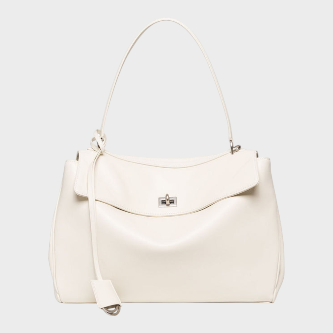Cowhide Shoulder Bag with Magnetic Flap Closure