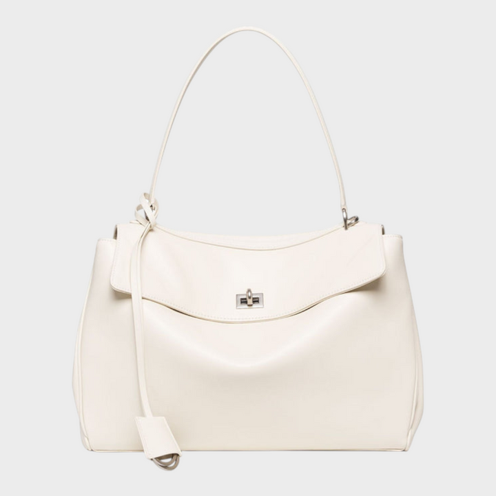 Cowhide Shoulder Bag with Magnetic Flap Closure