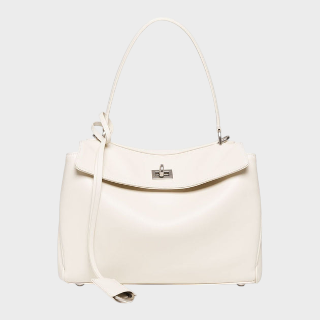 Cowhide Shoulder Bag with Magnetic Flap Closure